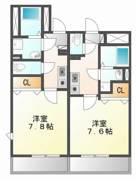 摂津市千里丘}の賃貸物件間取画像