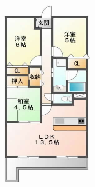 摂津市千里丘}の賃貸物件間取画像